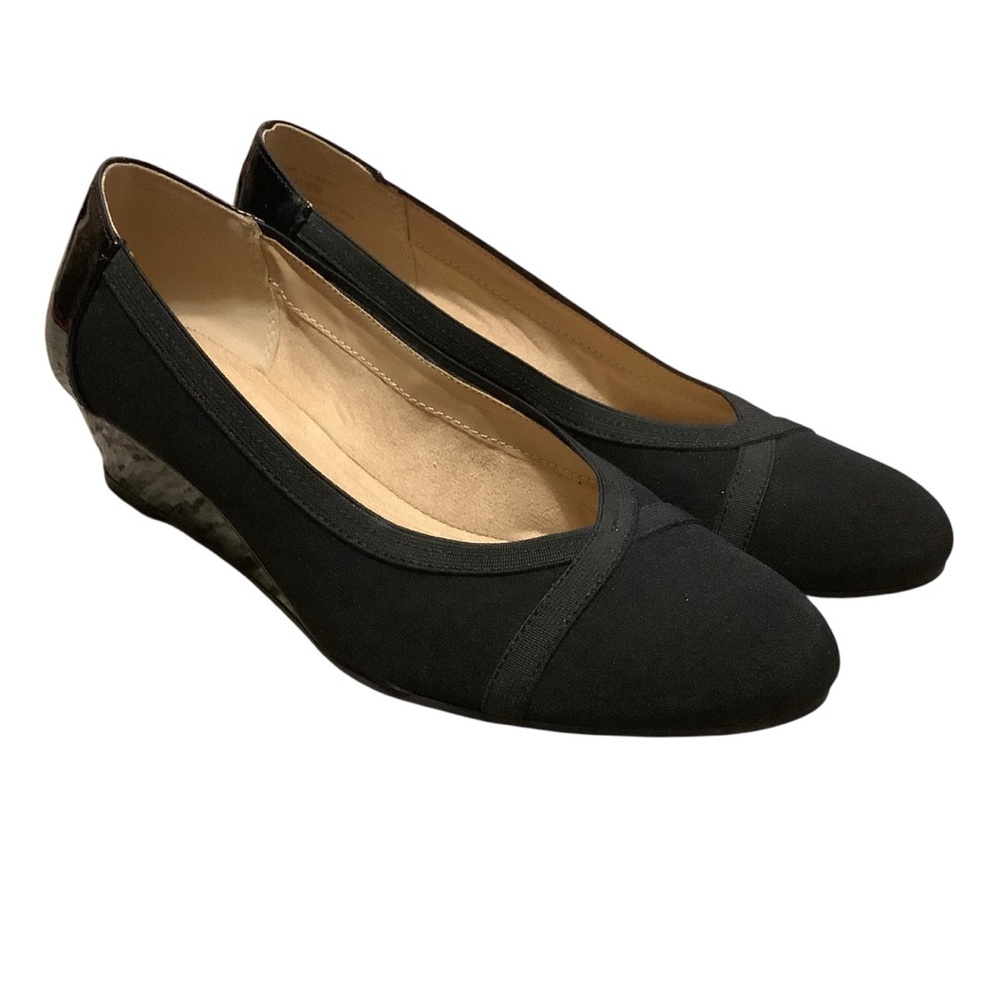 Kelly & Katie Sabeni Black Wedge Flats Size 7.5M | Round Toe Slip-On Comfort